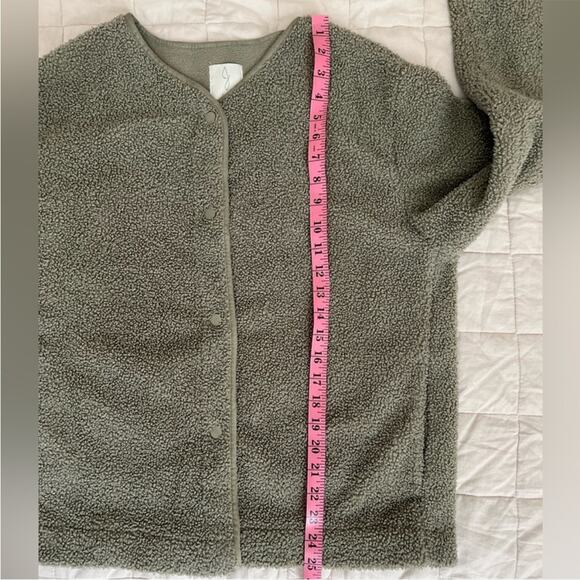 Joie Sage Green Boucle Sherpa Teddy Fleece Lined  Button Down Jacket - Medium - Picture 5 of 9